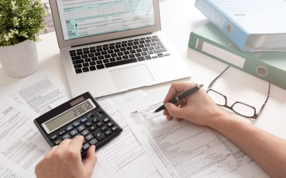 Accountant working with US tax forms